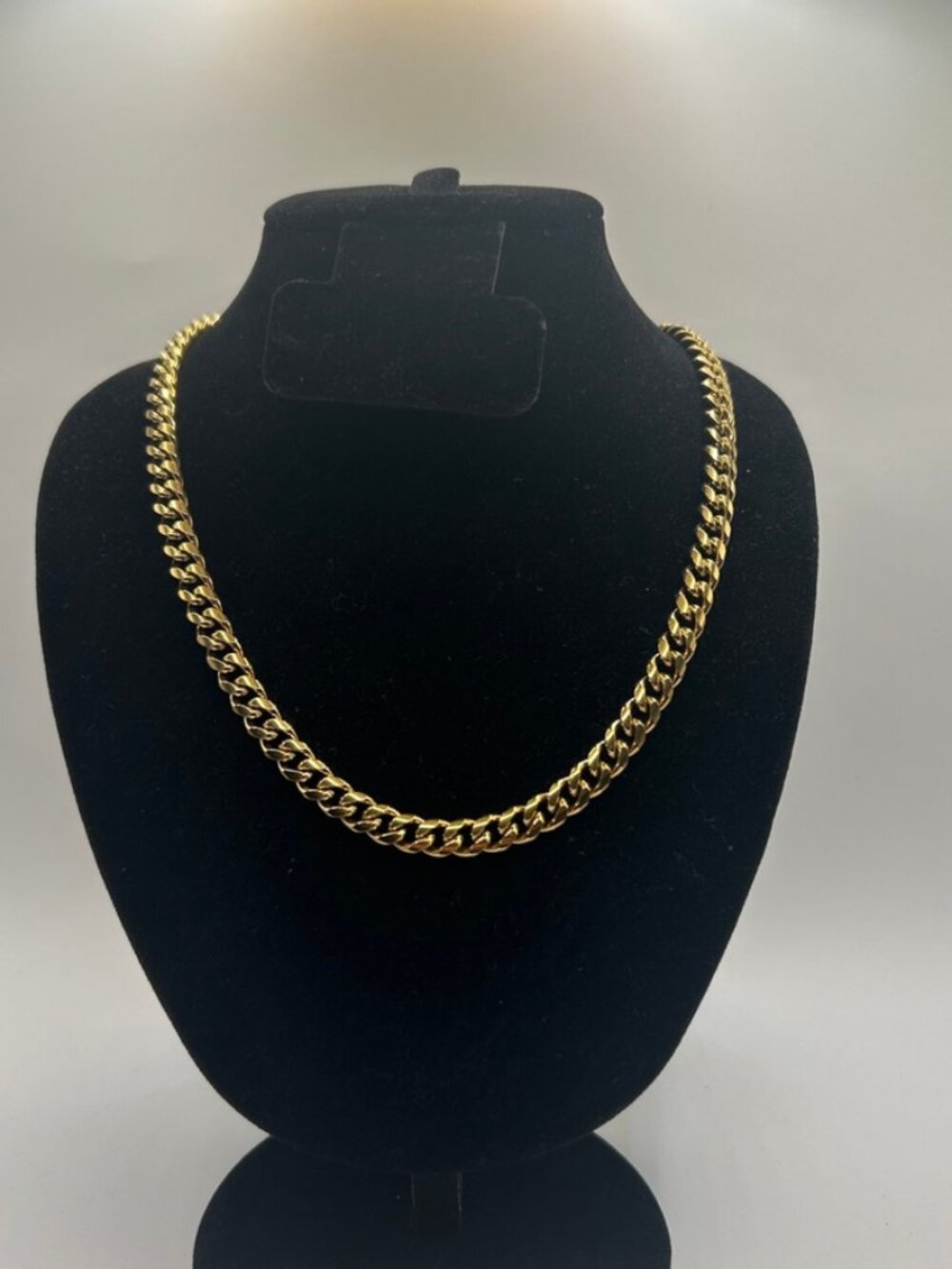 Mens Real Gold Cuban Chain Stainless Steel Plated 7mm 22 Inch Waterproof Solid